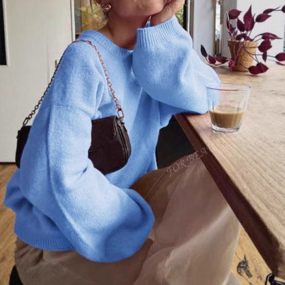 Damen Rundhalspullover Feine Strickmischung Norvielle