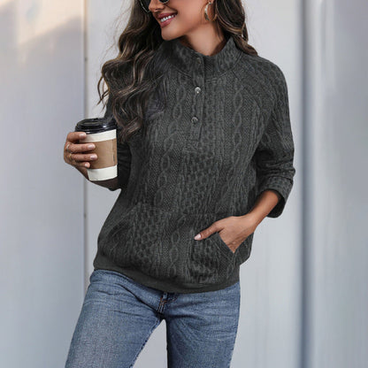 Damen Pullover Hochkragen Strukturiert Norvielle