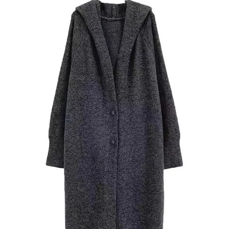 Damen Strickmantel Langer Kapuzenmantel Norvielle