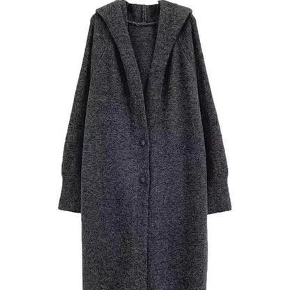 Damen Strickmantel Langer Kapuzenmantel Norvielle