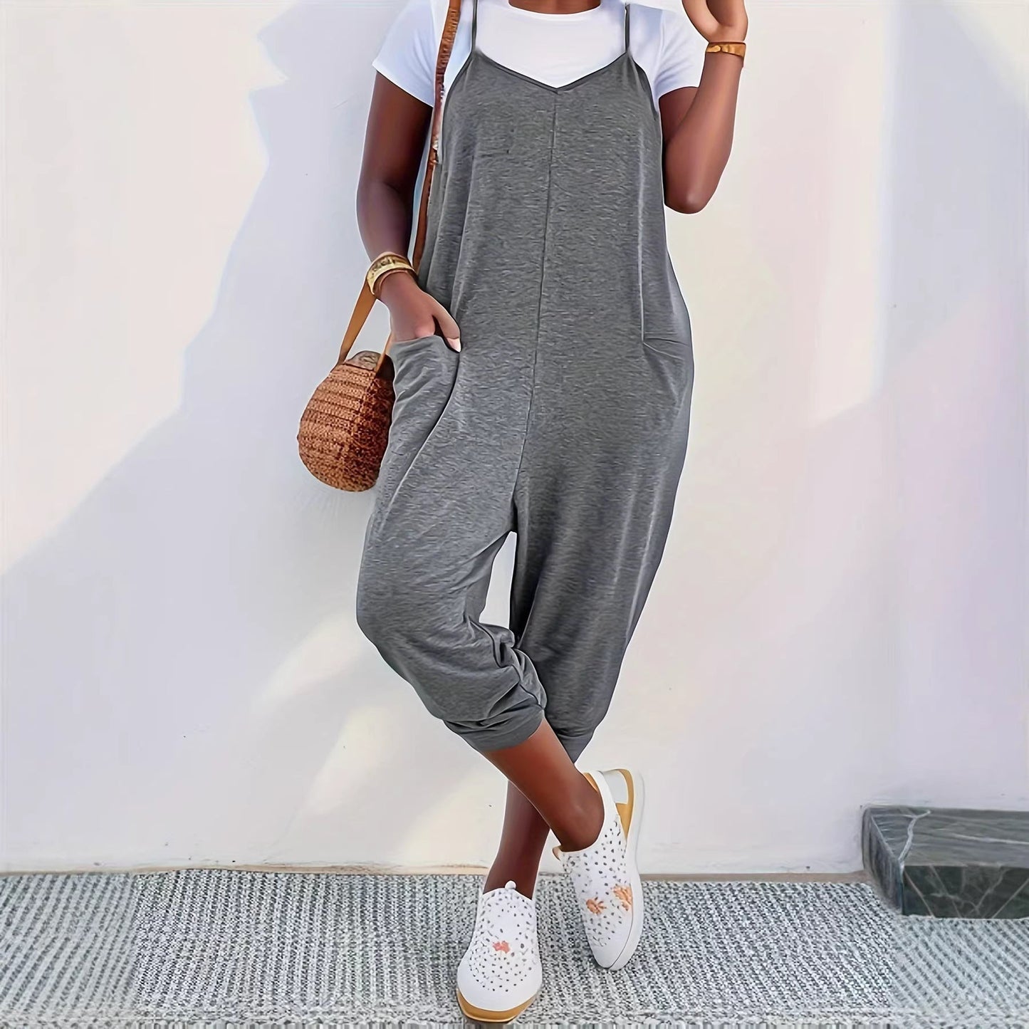 Damen Jumpsuit Komfort Passform Praktische Taschen Norvielle