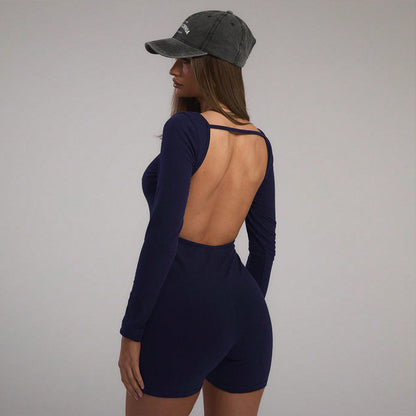 Damen Langarm-Bodysuit Figurbetonter Schnitt U-Ausschnitt Norvielle
