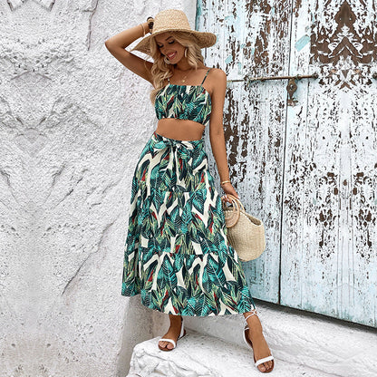 Damen Sommer Set Crop- und Maxi-Rock