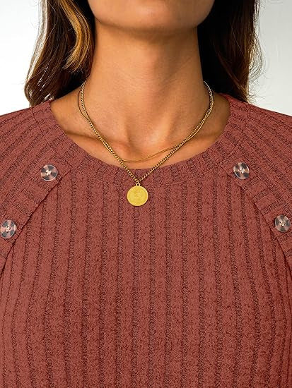 Damen Strickpullover Dekorative Knöpfe Norvielle