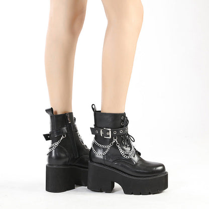 Norvielle Damen Stiefel Martens-Stil Hoher Absatz
