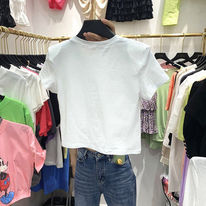 Damen T-Shirt Kurzarm Kreatives Printdesign Locker