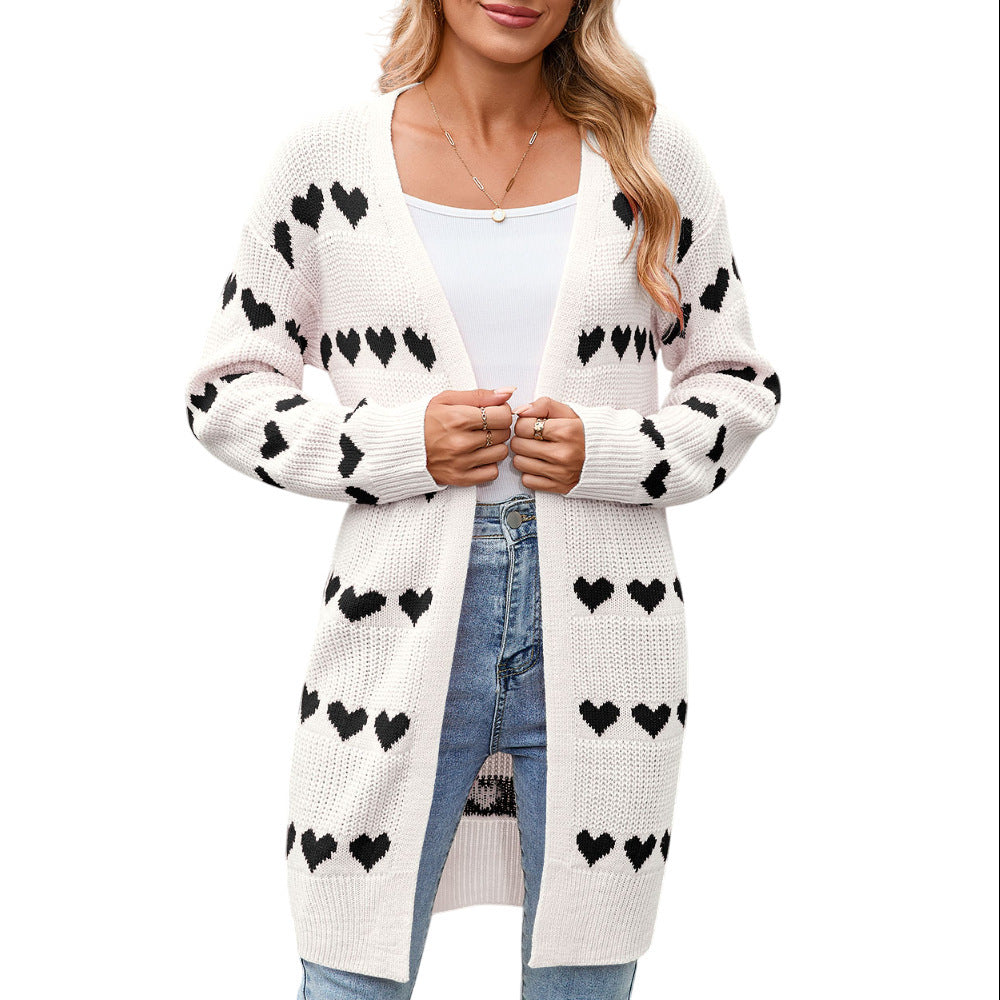 Damen Strickjacke Herz-Muster Norvielle