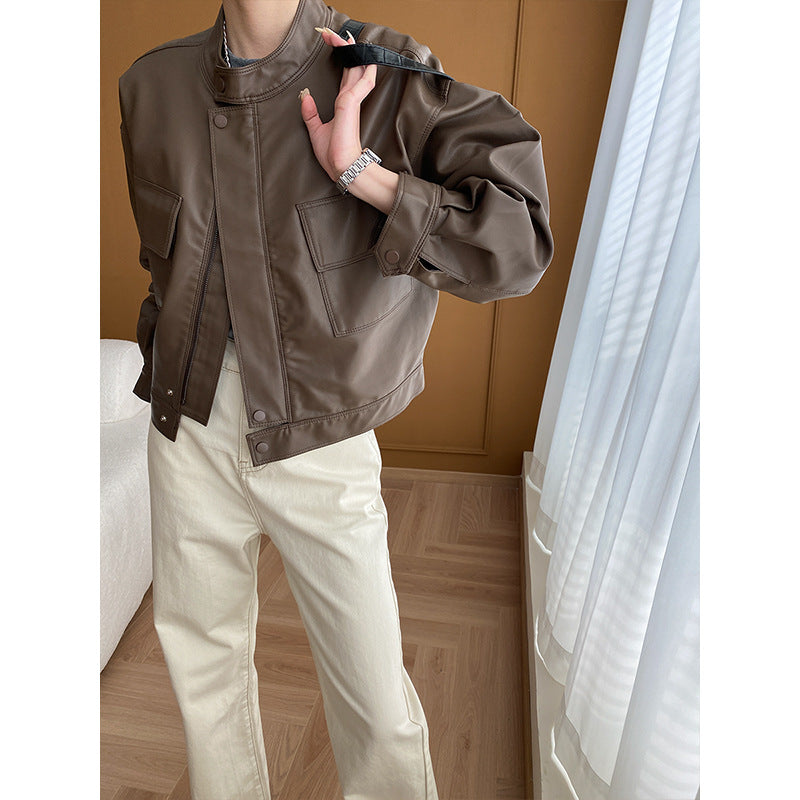 Damen Kunstlederjacke mit Taschen