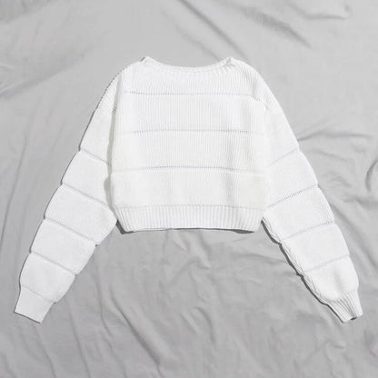 Damen Crop-Pullover Weich Strukturiert Beige