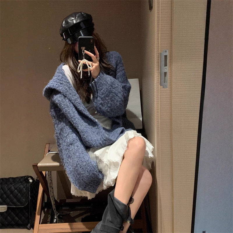Damen Oversized Hoodie-Cardigan Kuschlig V-Ausschnitt Weit Norvielle