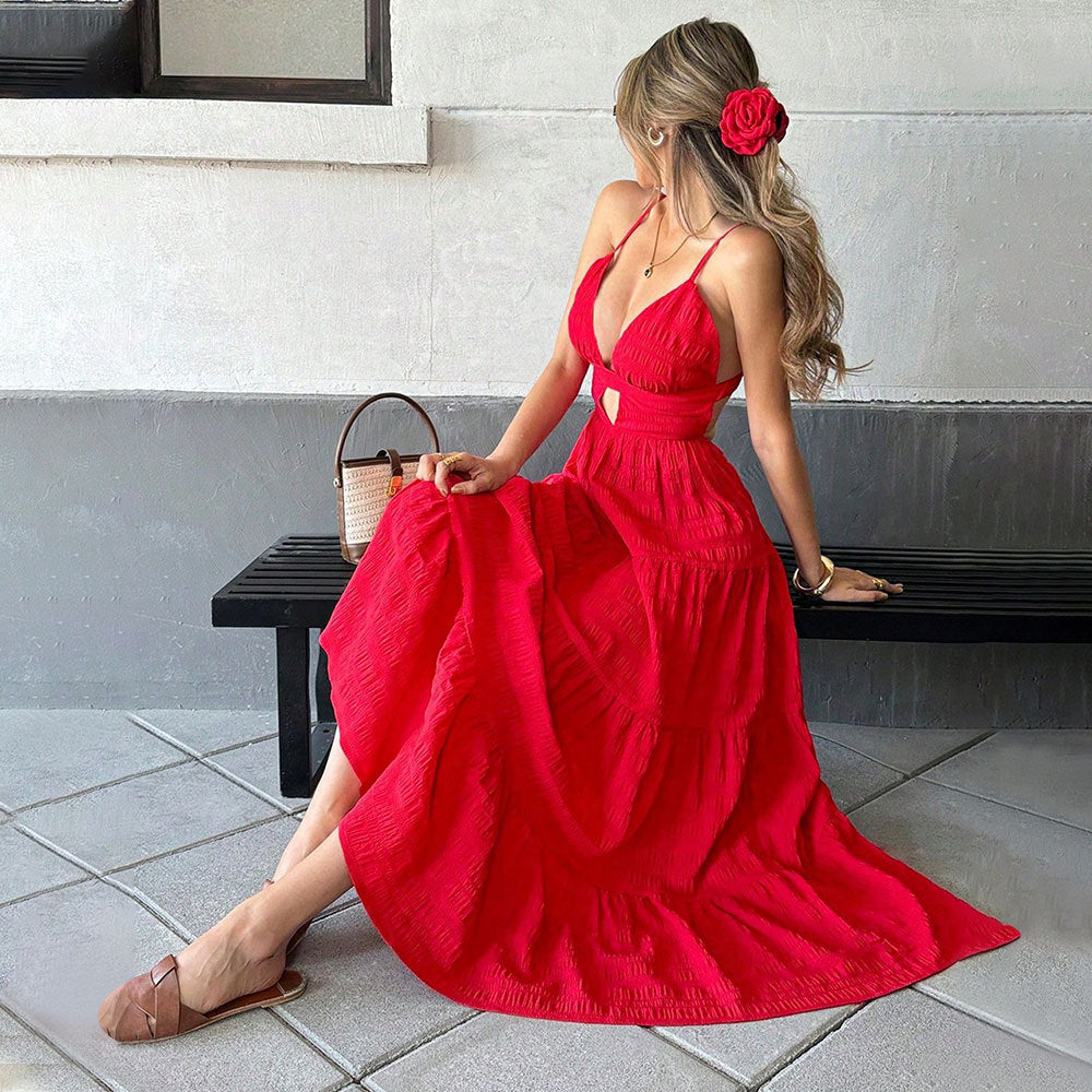 Damen Maxi-Kleid mit Cut-Out-Details und fließendem Schnitt Norvielle