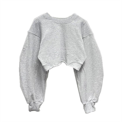 Damen Cropped Sweatshirt Voluminöse Ärmel Norvielle