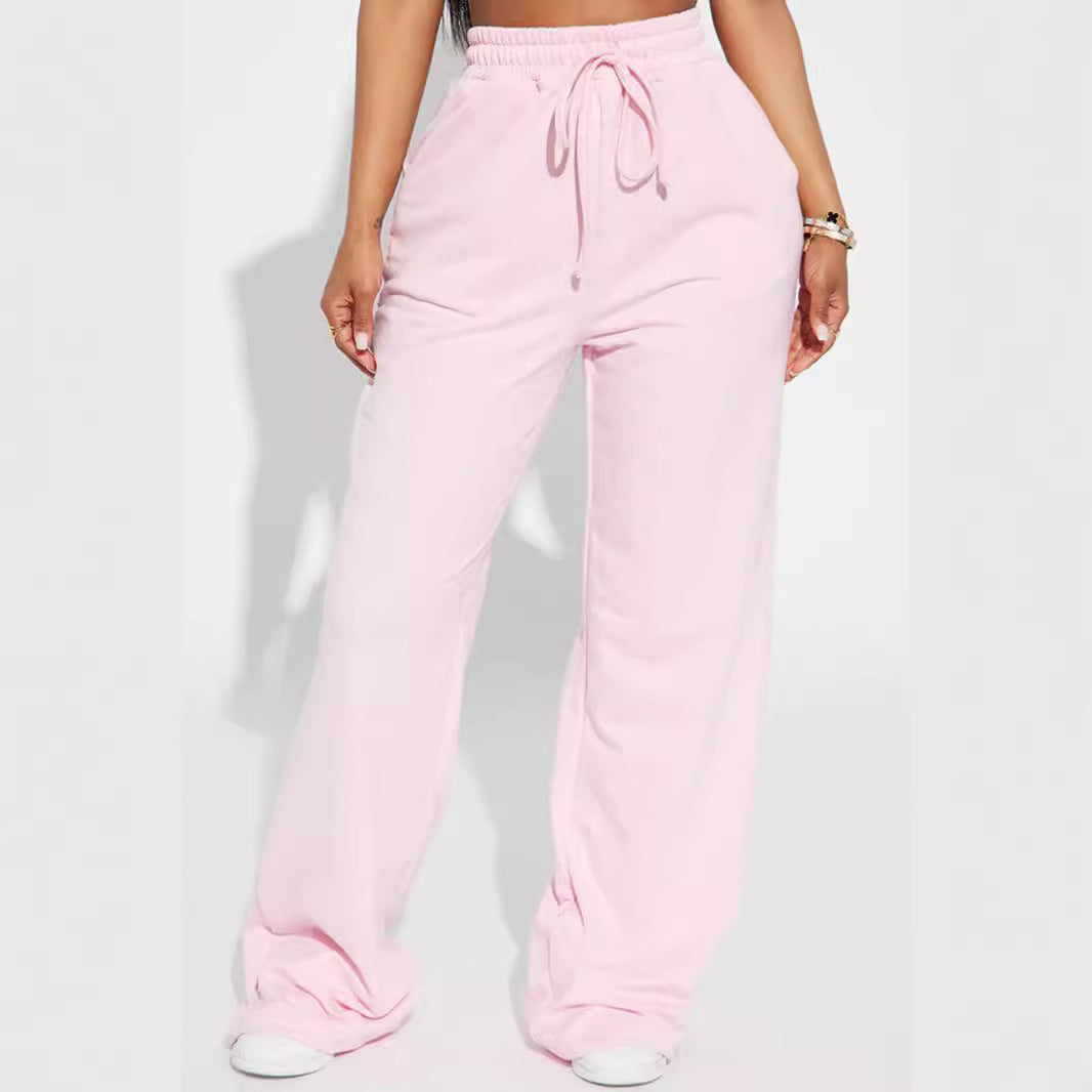 Damen Sweatpants Weite Passform Elastischer Bund Schwarz Norvielle - Norvielle
