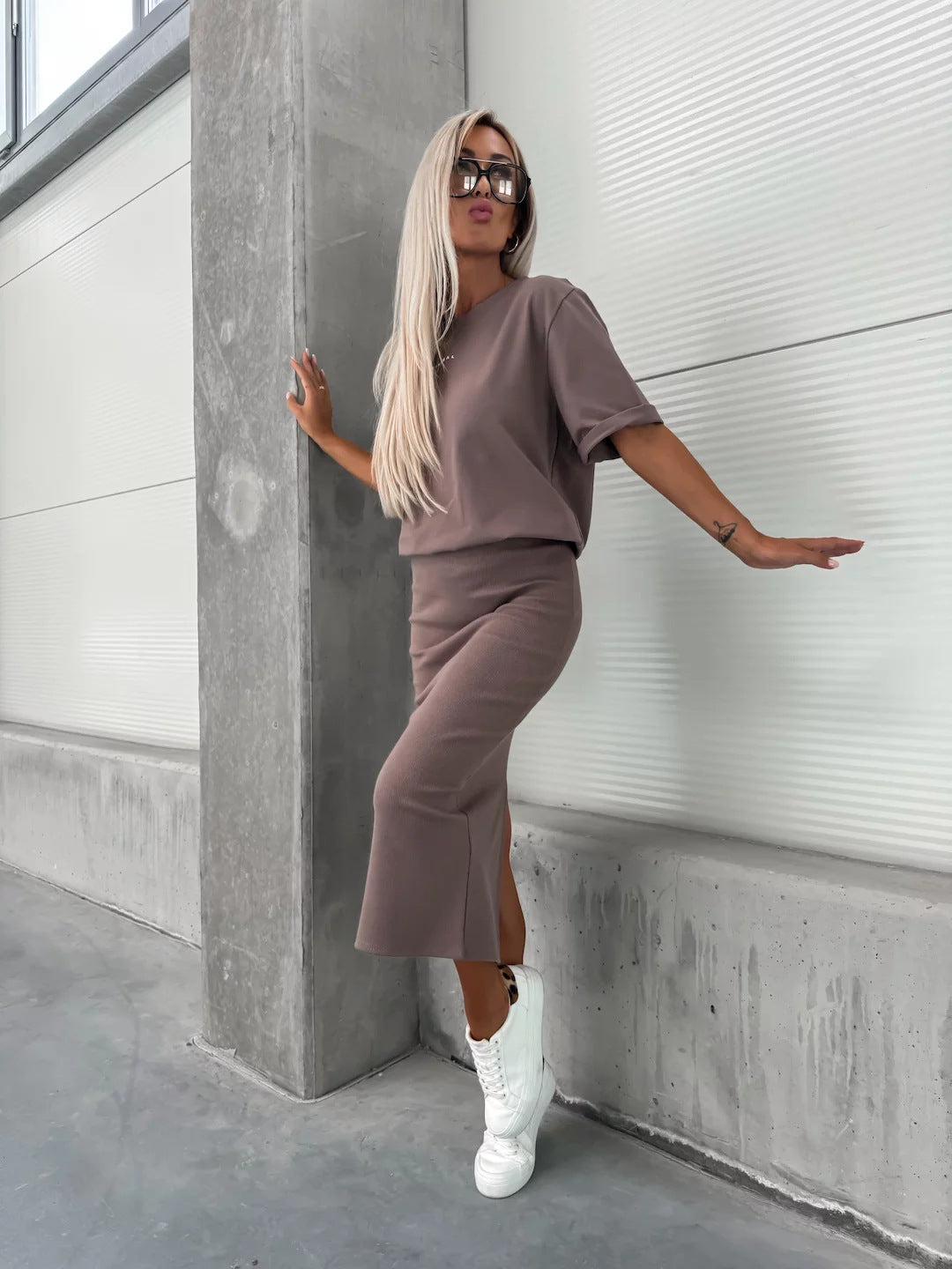 Damen Skirt T-Shirt Set Bequem Norvielle