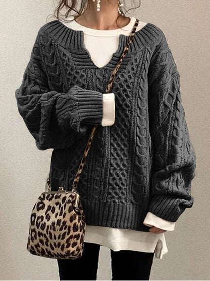 Damen Strickpullover Weiches Material V-Ausschnitt Beige