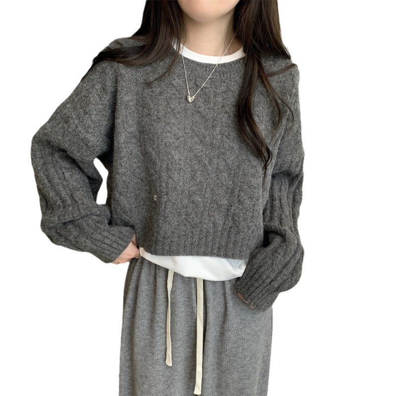 Damen Grobstrickpullover Lässiger Schnitt Zopfmuster