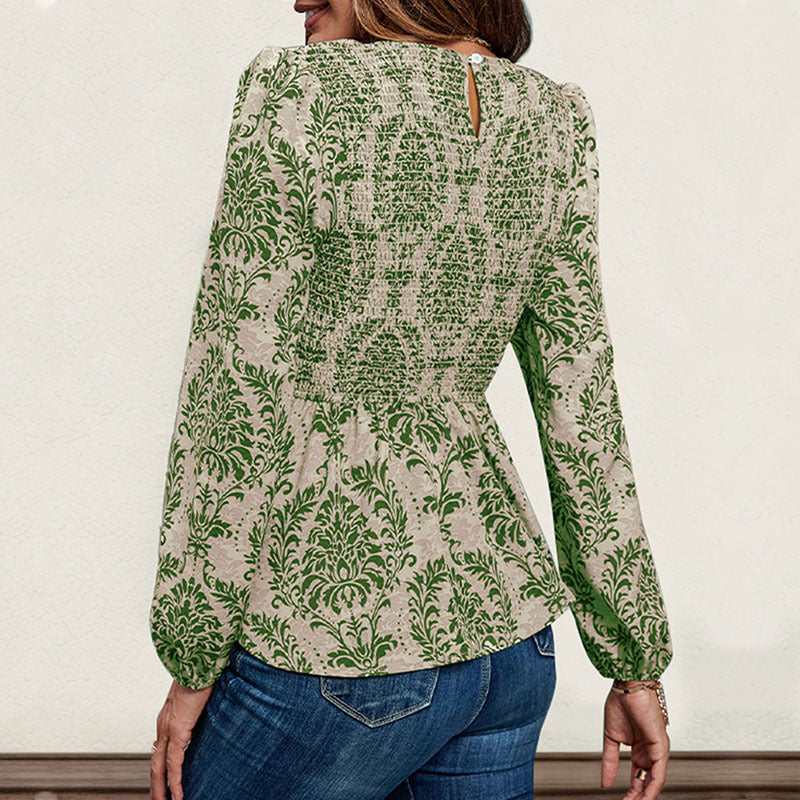 Damen Bluse Floralmuster Rüschen Elegant
