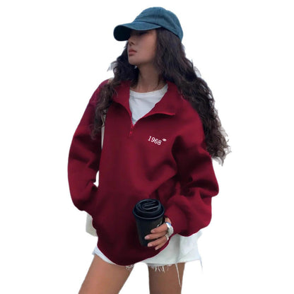 Damen Oversized Kapuzenpullover Stehkragen Taschen Norvielle
