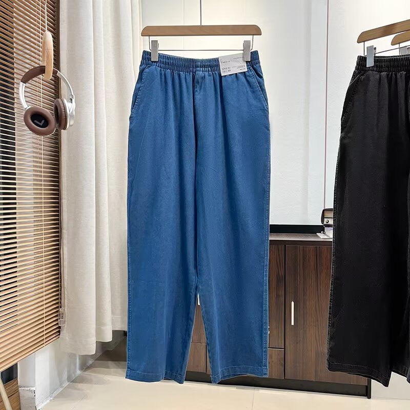 Damen Weite Jeans mit Elastischem Bund Bequem
