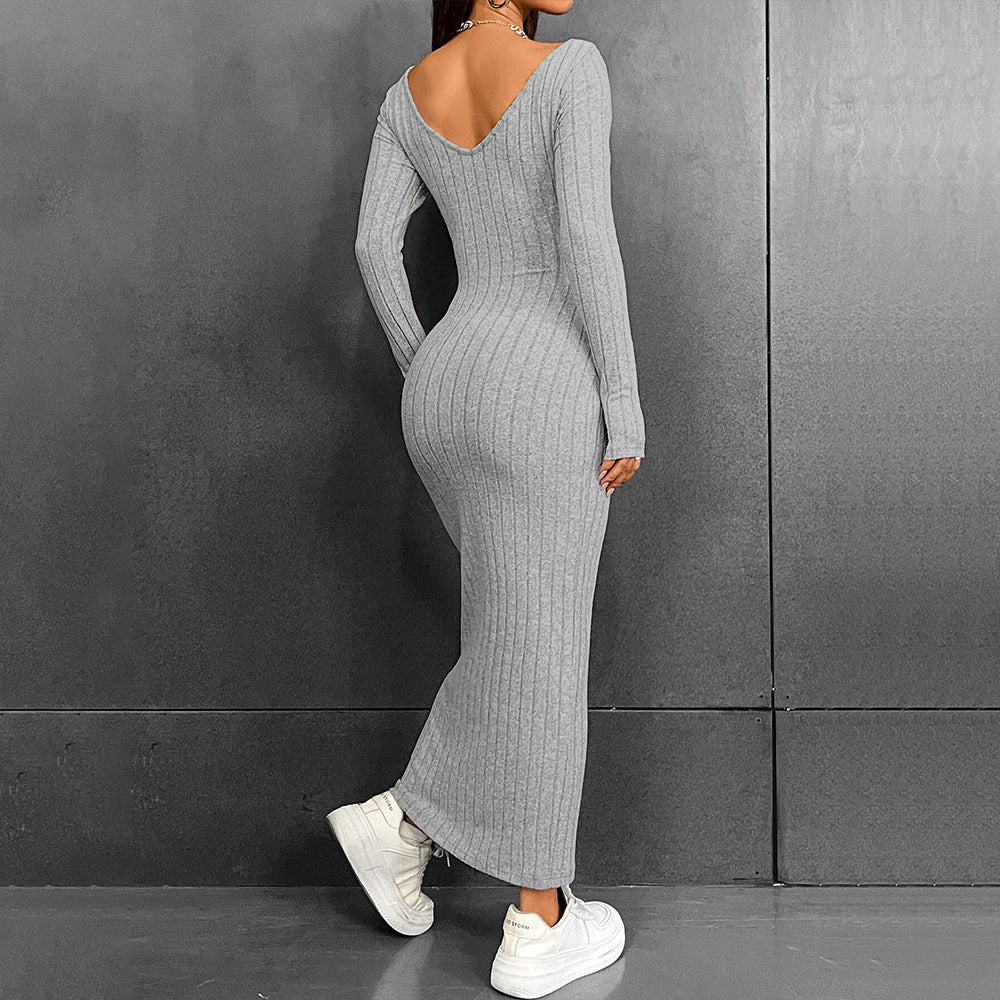 Damen Figurformendes Langarm Strickkleid Norvielle