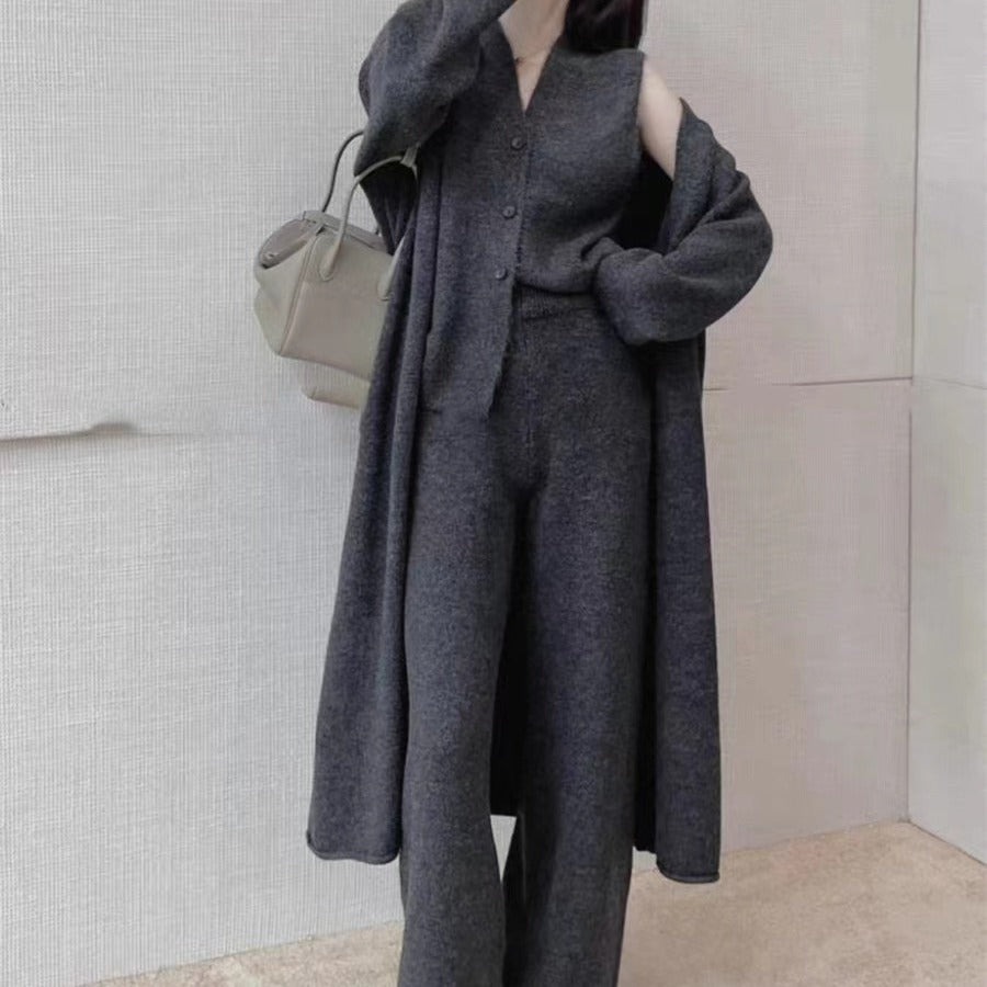 Damen Strickensemble Longcardigan weite Hose Norvielle