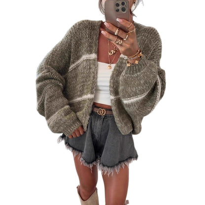 Damen Strickjacke Oversized Modern Details Beige