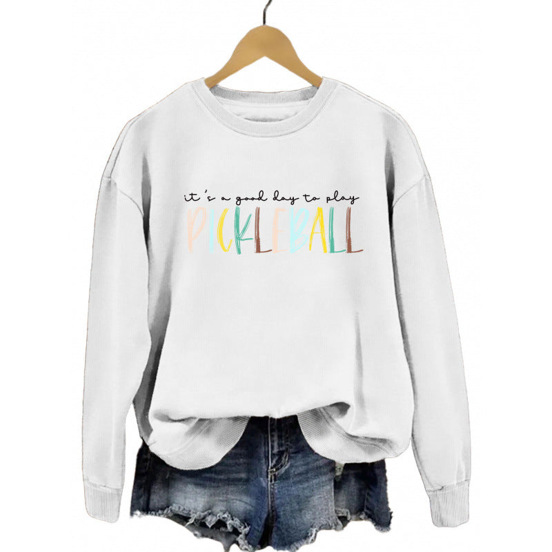 Damen Sweatshirt Bunter Pickleball-Druck Norvielle