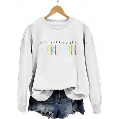 Damen Sweatshirt Bunter Pickleball-Druck Norvielle