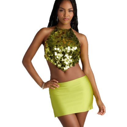Damen Haltertop mit Pailletten und eleganter Passform