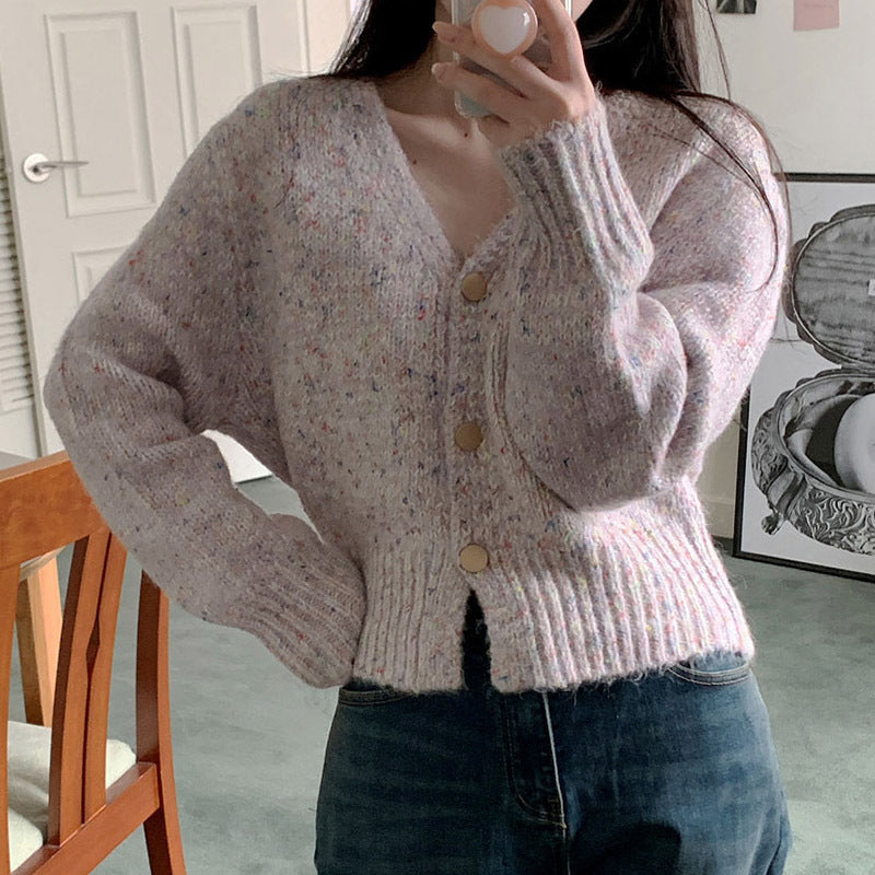 Damen Grobstrick Cardigan V-Ausschnitt Knöpfe Norvielle