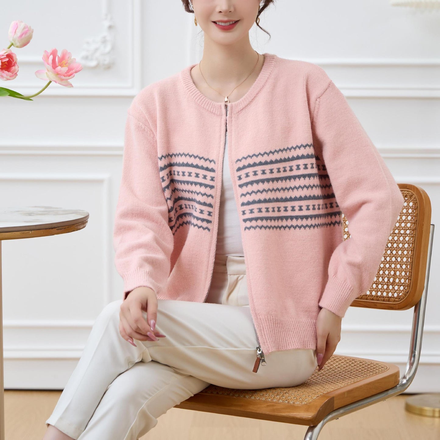 Damen Strickjacke Grafisches Muster Norvielle
