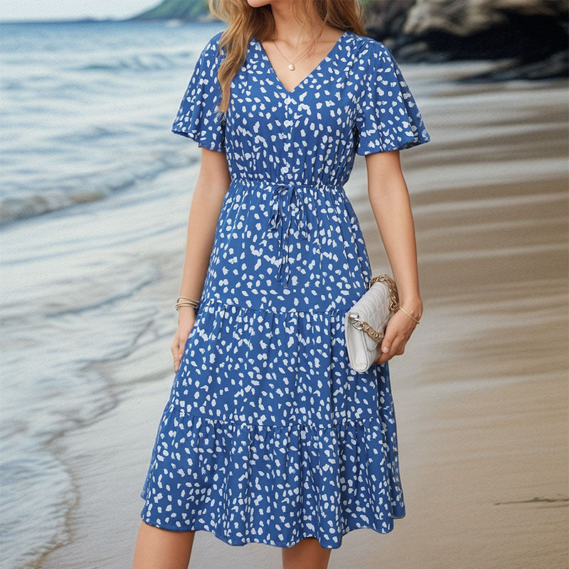 Damen Midi-Kleid Voluminöser Rock Eleganter Gürtel Norvielle