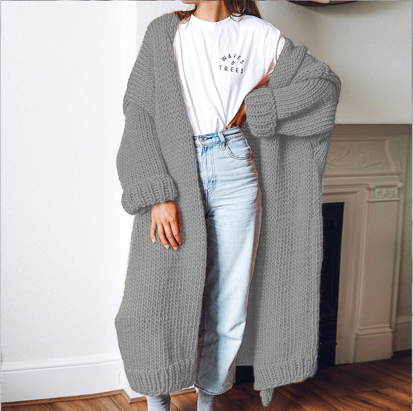 Damen Grobstrick Cardigan Oversized Bequem