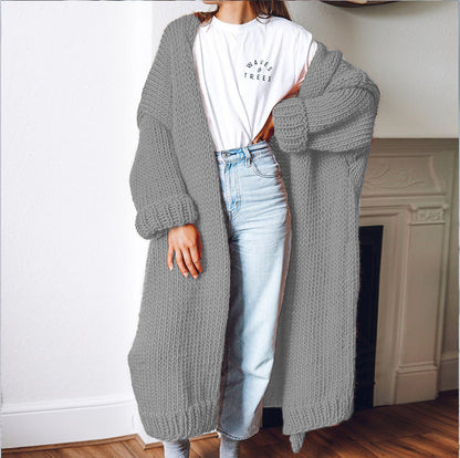 Damen Grobstrick Cardigan Oversized Bequem