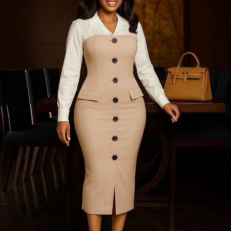 Damen Hemdkleid mit Knopfleiste und langen Ärmeln - Norvielle