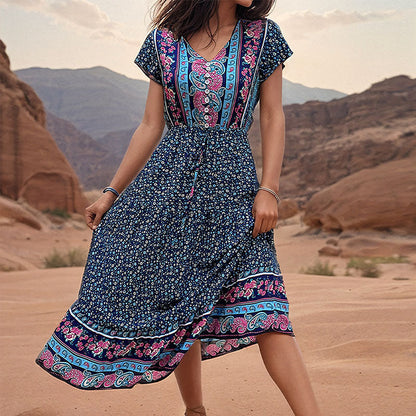 Damen Maxi-Kleid Elastisch Floraletal Norvielle