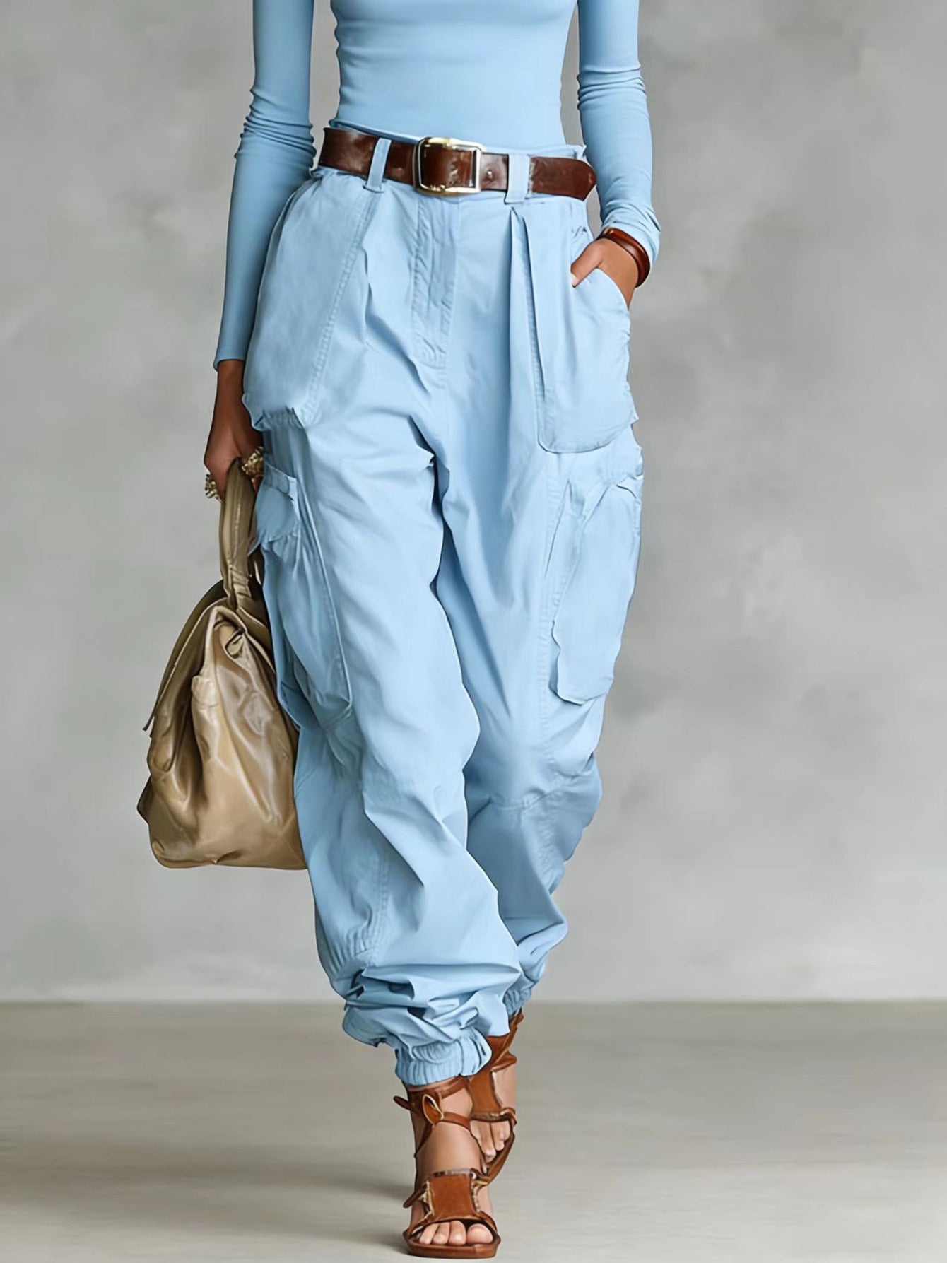Damen Cargo-Hose Elastischer Bund Praktische Taschen