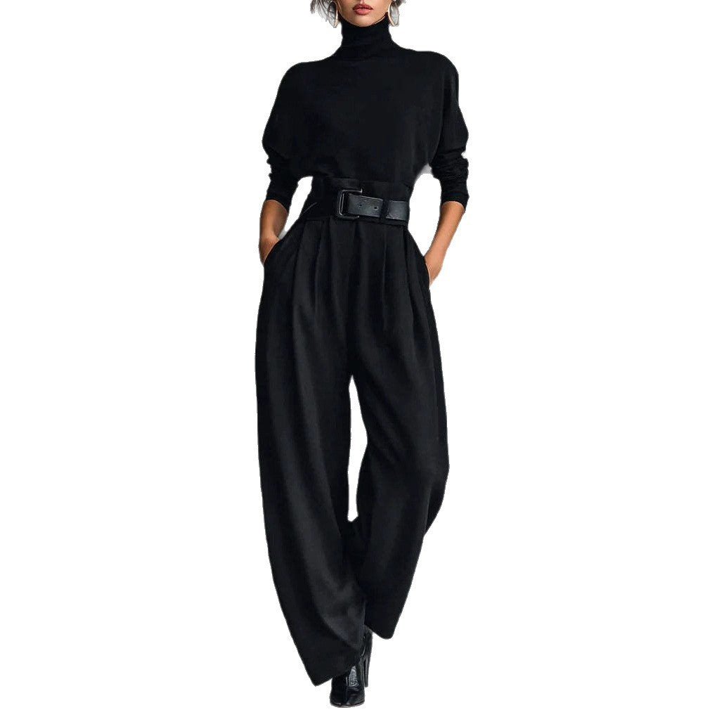 Damen Utility-Jumpsuit Hochkragen Taillengürtel Norvielle