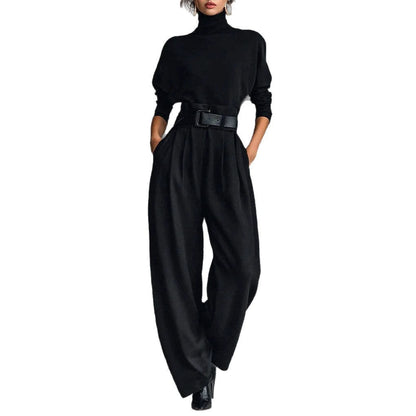 Damen Utility-Jumpsuit Hochkragen Taillengürtel Norvielle