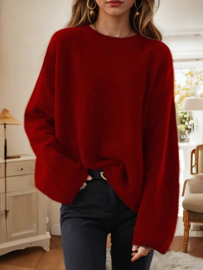 Damen Strickpullover Bequem Lässiger Schnitt Weite Ärmel Norvielle