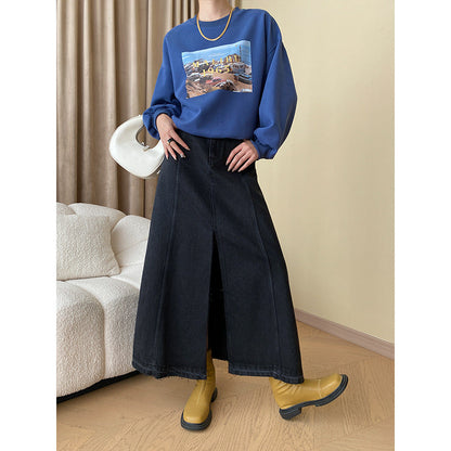 Damen Maxirock Hohes Bund Seitenschlitz Norvielle