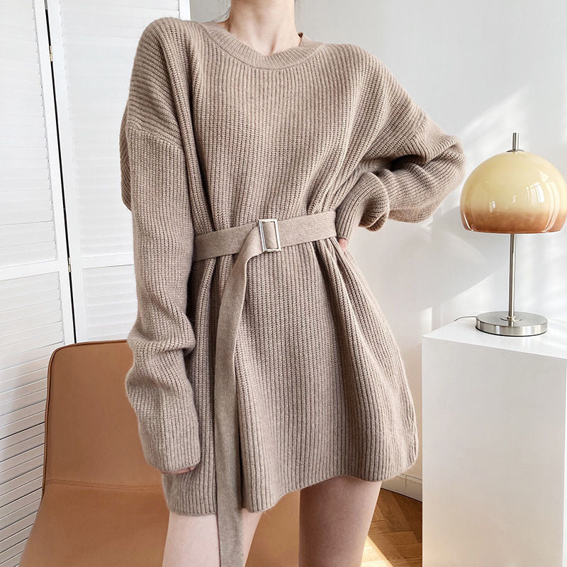 Damen Strickpullover mit Gürtel Norvielle - Norvielle