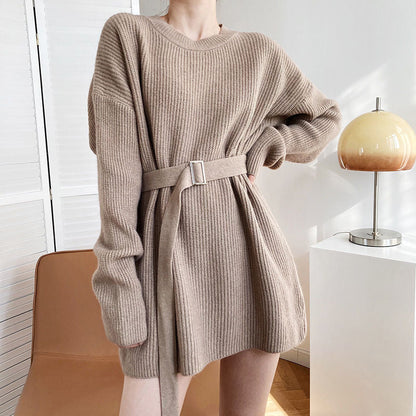 Damen Strickpullover mit Gürtel Norvielle - Norvielle
