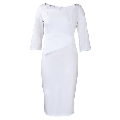 Damen Bodycon-Kleid Asymmetrischer Saum 3/4 Ärmel Norvielle