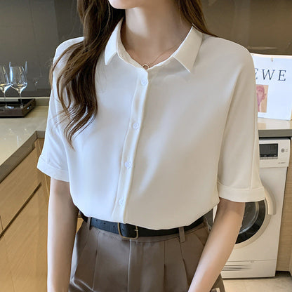 Damen Bluse Kurzarm Eleganter Stehkragen Norvielle