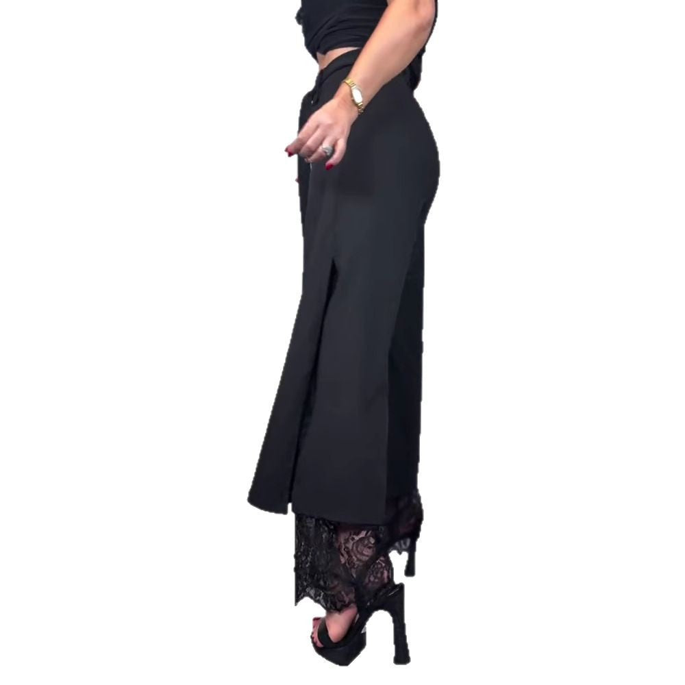 Damen Lange Hose Spitze Schlitze