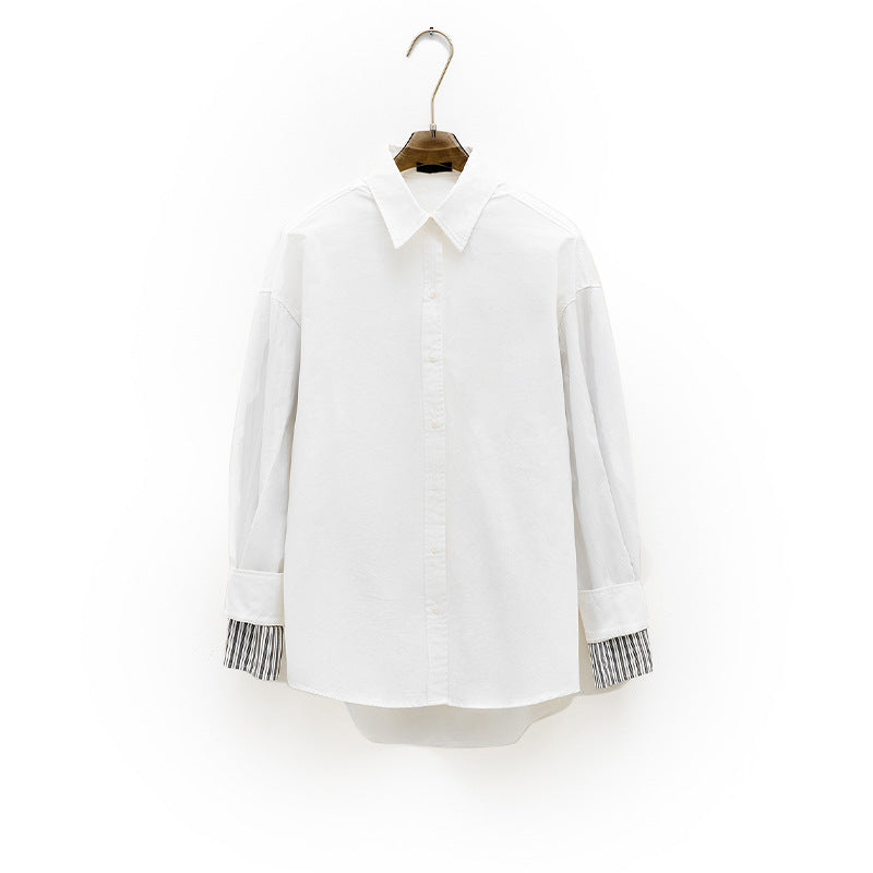 Damen Bluse mit Kurzärmeln Norvielle Elegante Baumwolle Weiß