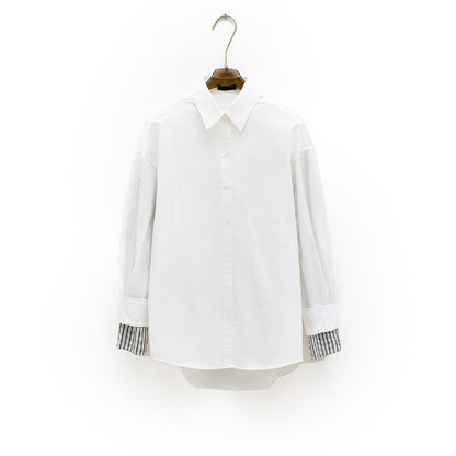 Damen Bluse mit Kurzärmeln Norvielle Elegante Baumwolle Weiß