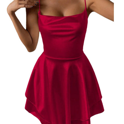 Damen Freizeitkleid Zartes Trägerdesign Schwingender Rock Norvielle