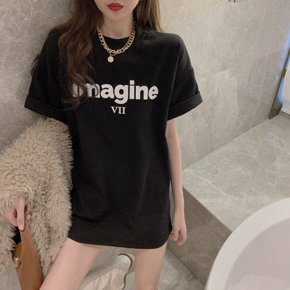 Damen Oversized T-Shirt Bequem Lässig Weiß